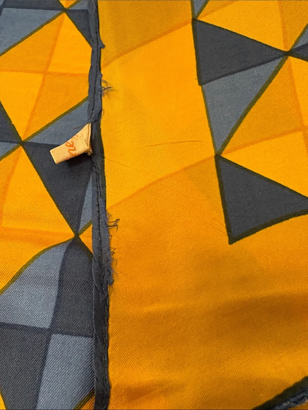 Geometric Yellow and Blue Silk Scarf